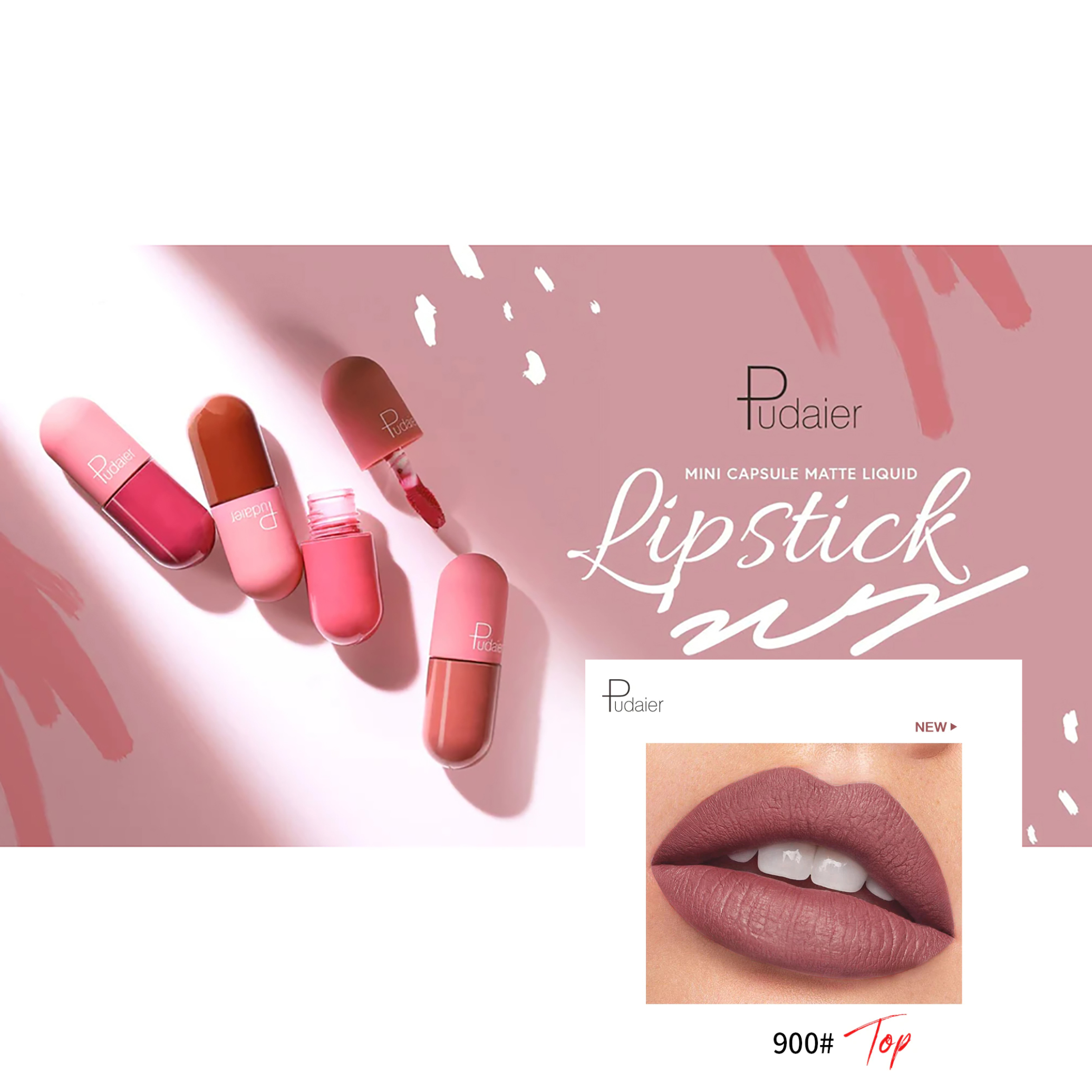  رژ لب مایع مات فوق ماندگار کپسولی پودایر شماره 900 - Pudaier matte liquid pills lipstick 