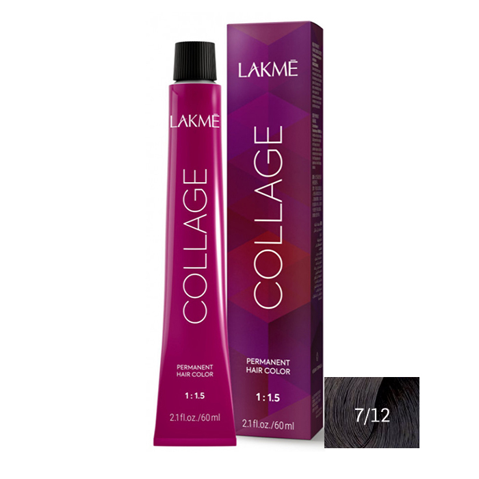 رنگ مو لاکمه سری کلاژ شماره 7/12 ( دودی یاسی متوسط ) - Lakme Collage Hair Color