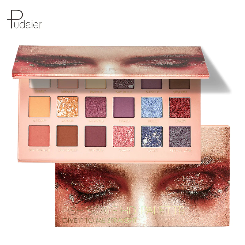  پالت سایه چشم 18 رنگ پودایر مدل FISH SCALE HD PALETTE 