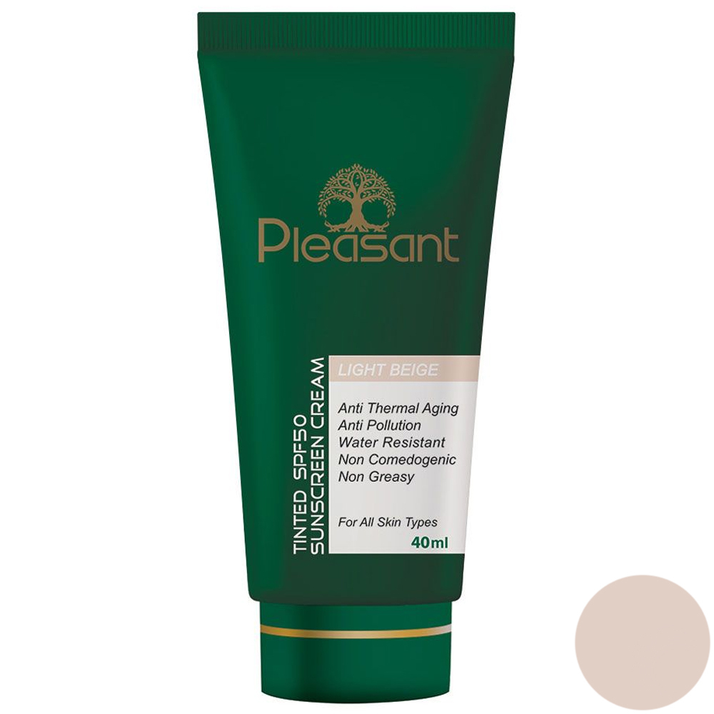  ضد آفتاب پلزنت مدل بژ روشن با اس پی اف 50 حجم 40 میلی لیتر - PLEASANT TINTED SUNSCREEN CREAM SPF+50 