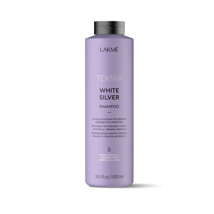 شامپو ضد زردی موهای دکلره و هایلایت تکنیا لاکمه حجم 1000 میلی لیتر -Lakme TEKNIA White Silver Shampoo