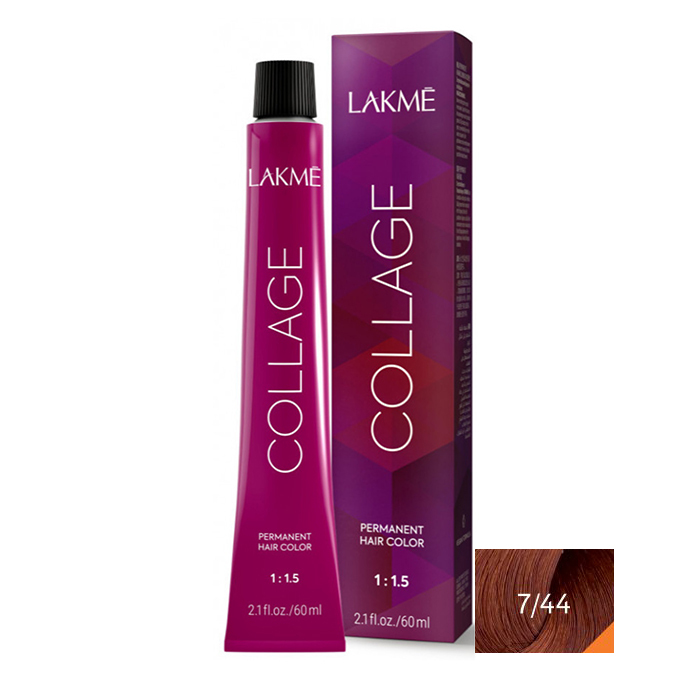 رنگ مو لاکمه سری کلاژ شماره 7/44 ( بلوند مسی غلیظ متوسط ) - Lakme Collage Hair Color