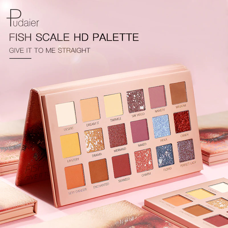  پالت سایه چشم 18 رنگ پودایر مدل FISH SCALE HD PALETTE 