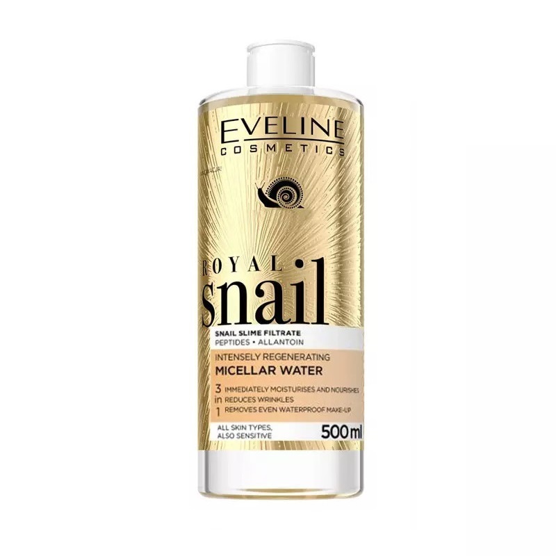  میسلار واتر (پاک کننده آرایش) رویال اسنیل اولاین حجم 500 میلی لیتر - EVELINE ROYAL SNAIL MICELLAR WATER 