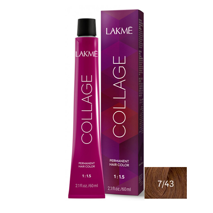 رنگ مو لاکمه سری کلاژ شماره 7/43 ( بلوند طلایی مسی متوسط ) - Lakme Collage Hair Color